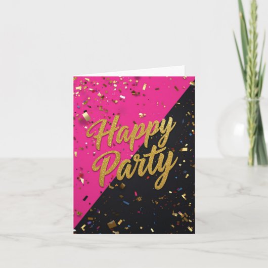 Vette roze/zwarte achtergrond, gouden confetti, le (Voorkant)