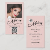 Vette Script Blush Roze Foto Make-up Visitekaartje (Voorkant / Achterkant)