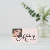 Vette Script Blush Roze Foto Make-up Visitekaartje (Staand voorkant)