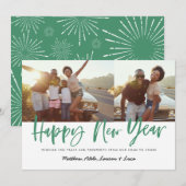 vette script gelukkig nieuwjaar multi foto nieuwja feestdagenkaart (Voorkant / Achterkant)