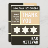 Vette ster van David Bar Mitswa Dank u Bedankkaart (Voorkant / Achterkant)