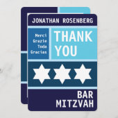 Vette ster van David Bar Mitswa Dank u Bedankkaart (Voorkant / Achterkant)