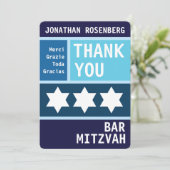 Vette ster van David Bar Mitswa Dank u Bedankkaart (Staand voorkant)