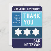 Vette ster van David Bar Mitswa Dank u Bedankkaart (Voorkant)