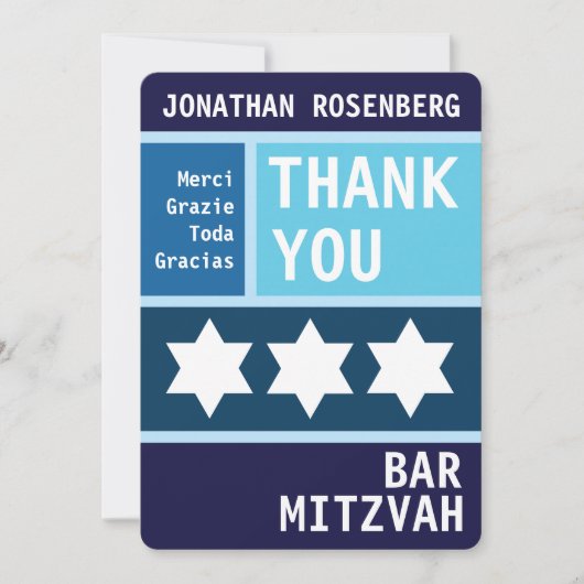 Vette ster van David Bar Mitswa Dank u Bedankkaart (Voorkant)