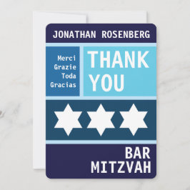 Vette ster van David Bar Mitswa Dank u Bedankkaart