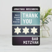 Vette ster van David Bar Mitswa Dank u Bedankkaart (Staand voorkant)