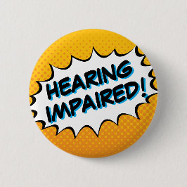 Vette stripboektypografie gehoorgestoorde knop ronde button 5,7 cm