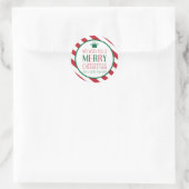 Vette stripes Merry kerstSticker Ronde Sticker (Tas)
