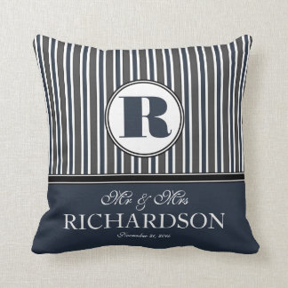 Vette stripes Mr. en Mrs. Couple gepersonaliseerd Kussen