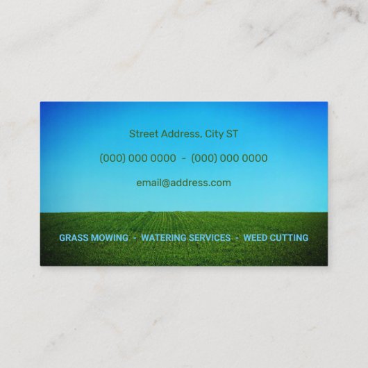 Vette tekst en gras visitekaartje (Achterkant)