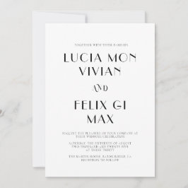 Vette tekst Zwart-wit Chique moderne bruiloft Kaart