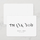 Vette tekst Zwart-wit Modern Dank u Kaart (Voorkant / Achterkant)