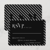 Vette tekst Zwart-witte lijn Moderne bruiloft RSVP Kaart (Voorkant / Achterkant)