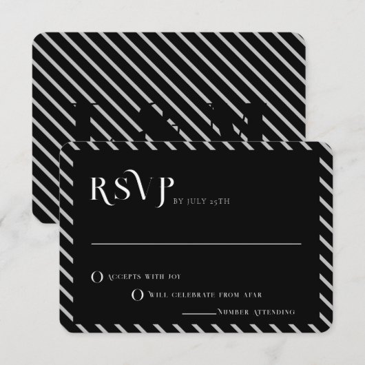 Vette tekst Zwart-witte lijn Moderne bruiloft RSVP Kaart (Voorkant / Achterkant)