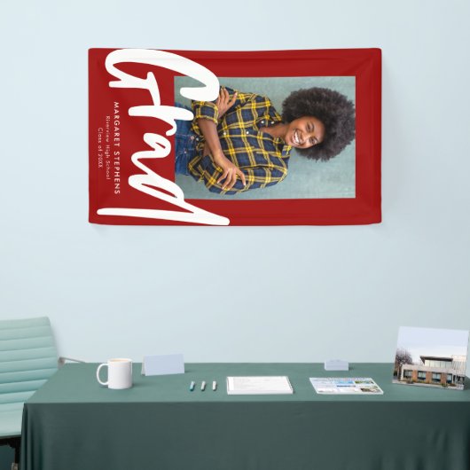 Vette trendy afstudeerder rode afstuderen fotobann spandoek (Beurs)