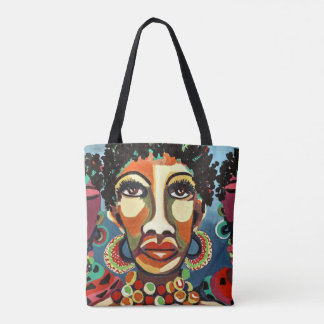 Vette, trillende Afrikaanse illustratie van damesk Tote Bag