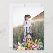 Vette tuin waterverf bloemen afstuderen kaart (Achterkant)