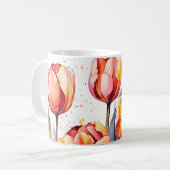 Vette Tulp Bloeit Kleurrijk Modern Koffiemok (Voorkant links)