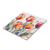 Vette Tulp Bloeit Kleurrijk Modern Tegeltje (Zijkant)