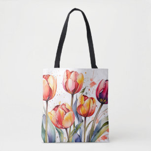 Vette Tulp Bloeit Kleurrijk Modern Tote Bag