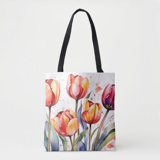 Vette Tulp Bloeit Kleurrijk Modern Tote Bag (Voorkant)