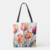 Vette Tulp Bloeit Kleurrijk Modern Tote Bag (Achterkant)