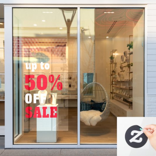Vette Typografie 50% korting op de verkoop Red Whi Raamsticker (Winkelraam)