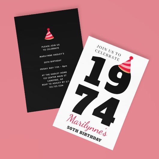 Vette typografie 50ste verjaardag kaart