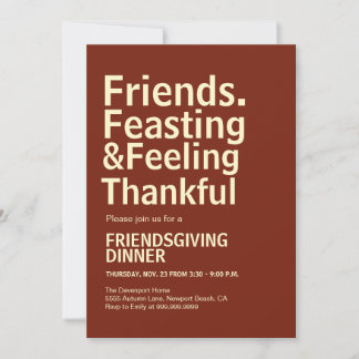 Vette typografie Friendsgiving dinerfeest Kaart
