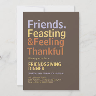 Vette typografie Friendsgiving dinerfeest Kaart
