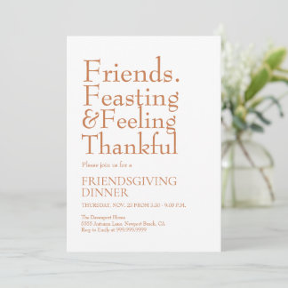 Vette typografie Friendsgiving dinerfeest Kaart