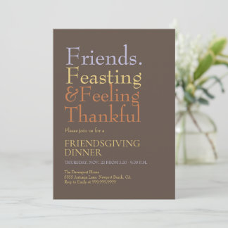 Vette typografie Friendsgiving dinerfeest Kaart