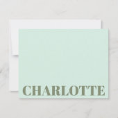 Vette typografie gepersonaliseerde naam mint salie notitiekaartje (Voorkant)