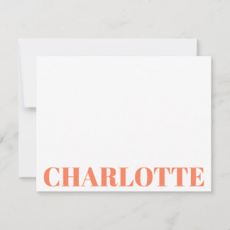 Vette typografie gepersonaliseerde oranje naam notitiekaartje