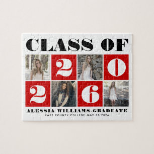 Vette typografie Klas van 2026 foto collage rood Legpuzzel