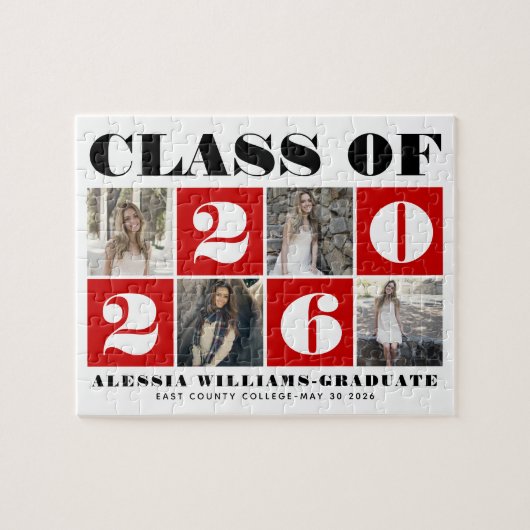 Vette typografie Klas van 2026 foto collage rood Legpuzzel (Horizontaal)