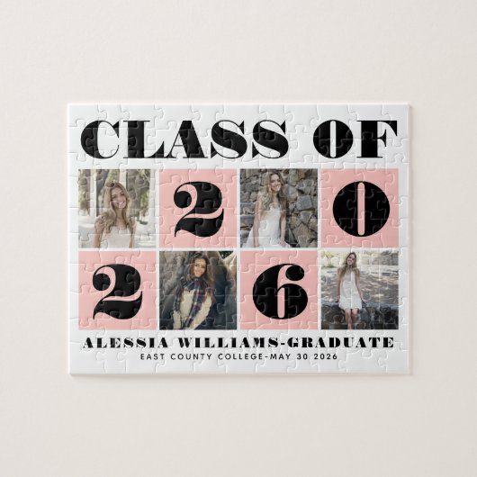 Vette typografie Klasse van 2020 fotocollage blush Legpuzzel (Horizontaal)