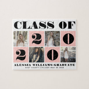 Vette typografie Klasse van 2020 fotocollage blush Legpuzzel