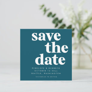 Vette Typografie Levendig Blauwgroen Modern Chic W Save The Date
