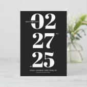 Vette typografie Moderne zwart-wit foto bruiloft Save The Date (Staand voorkant)