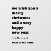 Vette typografie Prettig kerstfeest Winkelnaam Zwa Raamsticker (Vel)