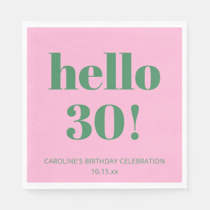 Vette typografie roze groen modern 30e verjaardag servet