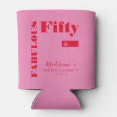 Vette Typografie Roze Rode Maan 50ste verjaardag Blikjeskoeler (Achterkant)