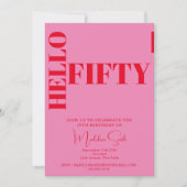 Vette Typografie Roze Rode Maan 50ste verjaardag Kaart (Voorkant)