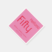 Vette Typografie Roze Rode Maan 50ste verjaardag Servet (Hoek)