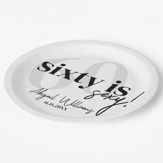 Vette Typografie w / Kalligrafie 60ste Verjaardags Papieren Bordje (Gekanteld)