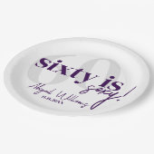 Vette Typografie w / Kalligrafie 60ste Verjaardags Papieren Bordje (Gekanteld)