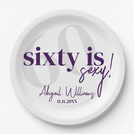 Vette Typografie w / Kalligrafie 60ste Verjaardags Papieren Bordje (Voorkant)