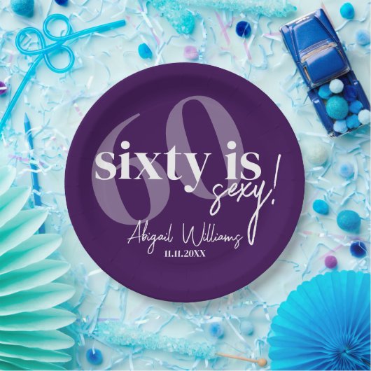 Vette Typografie w / Kalligrafie 60ste Verjaardags Papieren Bordje (Feest)